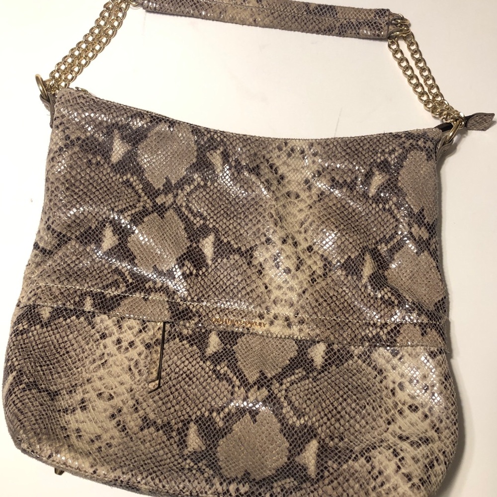 NWOT Cynthia Rowley Python Snakeskin Leather Large Shoulder Bag Purse - Picture 3 of 16